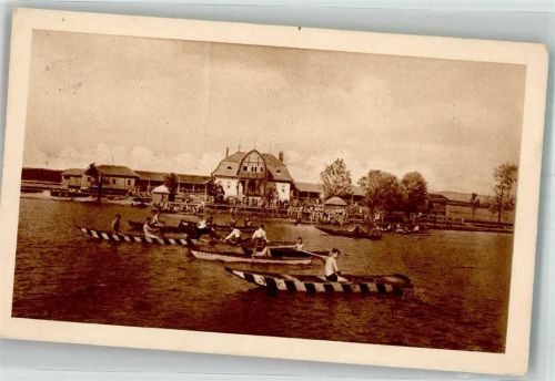 Lanskroun Landskron 1934 Foto AK Schwimmbad Ruderboote