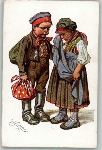 Kinder Bayern Trachten Künstlerkarte Nr. 12 Verlagsanstalt Siegfried Bäcker