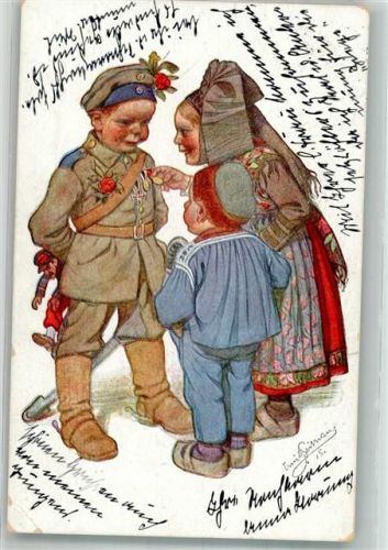1916 Elsässische Trachten Soldat S.B.C. Künstler Postkarte Nr. 17