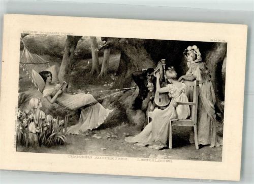 Junge Frau spielt im Garten Liebeslieder Poesie / Liebe