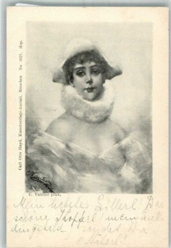 1898 sign. Vautier Portrait einer jungen Frau mit tiefen Dekoltee Verlag Carl Otto Hayd No. 3021 Adelskorrespondenz