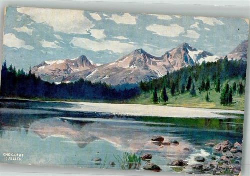 1912 Werbung F.L. Cailler's Milch-Schokolade See im Hochgebirge