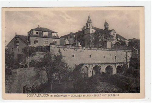 Schmalkalden mit Schloß Wilhelmsburg und Bergamt gelaufen von 1915. Gute Erhaltung.