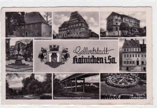 Hainichen Hainichen mit 8 Abbildungen gelaufen, Marke entfernt, handschriftliches Datum von 1940. Leicht bügig, leicht fleckig, sonst gut erhalten.