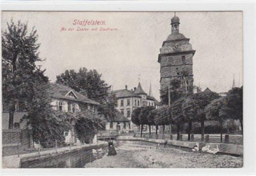 Staffelstein. Partie an der Lauter Stadtturm ungelaufen Gute Erhaltung.