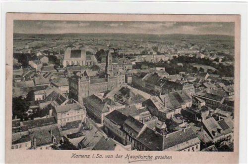 Kamenz Kamenz mit Gesamtansicht von der Hauptkirche aus gesehen gelaufen von 1927. Gute Erhaltung.