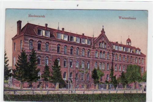 Mechernich mit Waisenhaus ungelaufen leichte Abschürfungen, kleiner Knick unten links und oben rechts, kleiner Knick oben in der Mitte, leicht fleckig, sonst gut erhalten