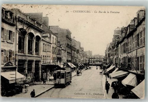 Cherbourg-Octeville 1923 Geschäft Straßenbahn Rue de la Fontaine