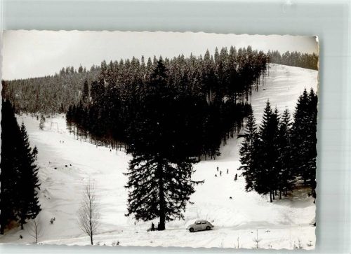 Schulenberg Abfahrtshang im Winter VW Käfer Foto Original aus Archiv eines Ansichtskartenverlags Ort handschriftlich