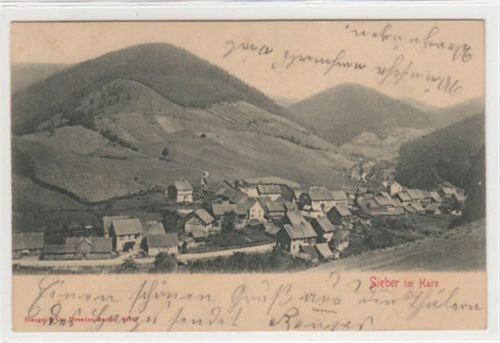 Sieber im Harz. Gesamtansicht gelaufen, 1904. Gute Erhaltung.