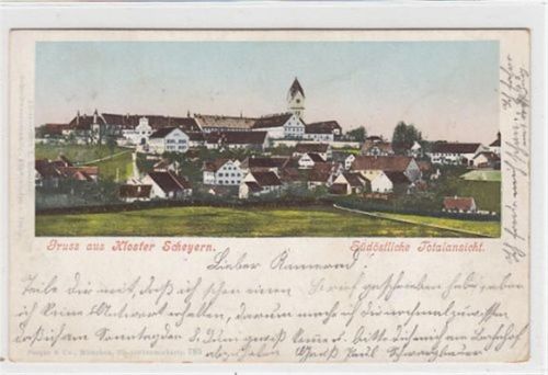 Kloster Scheyern. südöstliche gelaufen, 1902 kleiner Knick unten rechts, leicht fleckig, sonst gut erhalten
