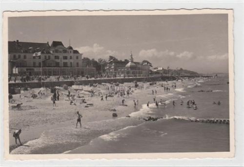 Strandansicht vom Ostseebad Cranz / Selenogradsk - Kreis Fischhausen / Primorsk gelaufen 1940. Gute Erhaltung.