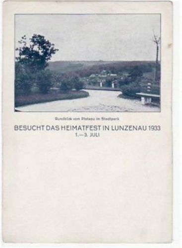 Lunzenau Lunzenau mit Rundblick vom Plateau im Stadtpark ungelaufen Leicht bügig, leicht fleckig, sonst gut erhalten.