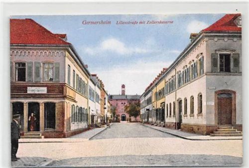 Germersheim Germersheim. Lilienstraße mit Zollernkaserne ungelaufen Gute Erhaltung.