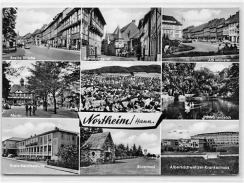 Northeim Markt und Breite Straße gelaufen. Leichter Stempeldurchdruck, kleiner Knick oben links und unten rechts, sonst gut erhalten
