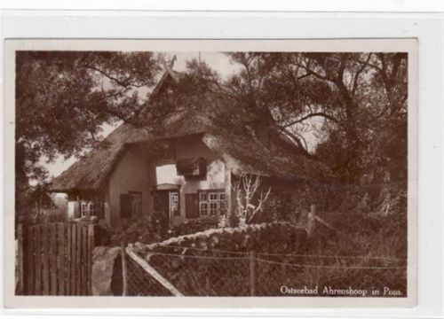 Ostseebad Ahrenshoop in Pom. mit einzelner Hütte gelaufen 1929. Oxydationsspuren, sonst gut erhalten.