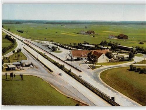 Leipheim mit Autobahn-Rasthaus und Motel an der Bundesautobahn München-Stuttgart-Frankfurt ungelaufen Top Erhaltung.