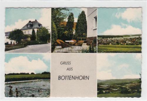 Bottenhorn mit Pension Staus - BEcke r und Schwimmbad gelaufen, mit Stempel von 1967, Marke entfernt. Gute Erhaltung.