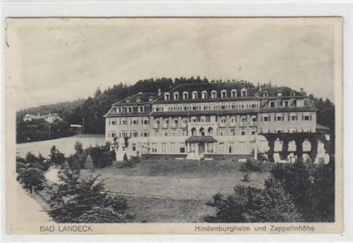 Bad Landeck Bad Landeck - Ladek-Zdrój / Kreis Habelschwerdt - Bystrzyca Klodzka mit Hindenburgheim und Zeppelinhöhe gelaufen 1927. Leichte Stempelspuren. Leicht fleckig, sonst gut erhalten