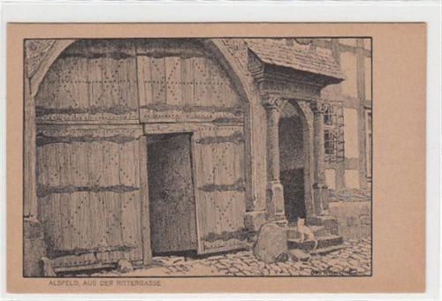 Alsfeld Alsfeld, Künstlerkarte. Rittergasse ungelaufen Gute Erhaltung.