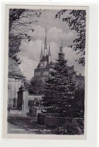 Lommatzsch mit Friedhof und Kirche ungelaufen Gute Erhaltung.