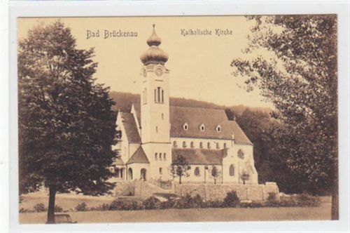 Bad Brückenau mit Katholischer Kirche ungelaufen Leicht fleckig, sonst gut erhalten