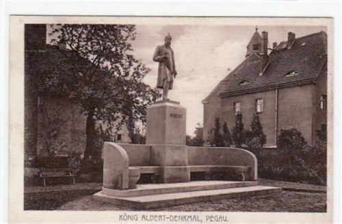 Pegau Pegau mit König Albertdenkmal. Karte beschrieben. Rückseite ist ein großer bläulicher Fleck, sonst gut erhalten.