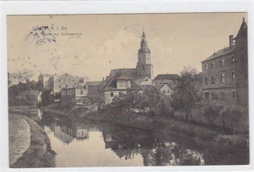 Döbeln Döbeln in Sachsen. Kirche Schlossteich gelaufen 1910. Leichte Stempelspuren, sonst gut erhalten