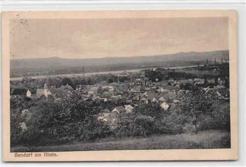 Bendorf am Rhein. gelaufen. Leichte Stempelspuren, kleiner Knick oben und unten rechts, sonst gut erhalten