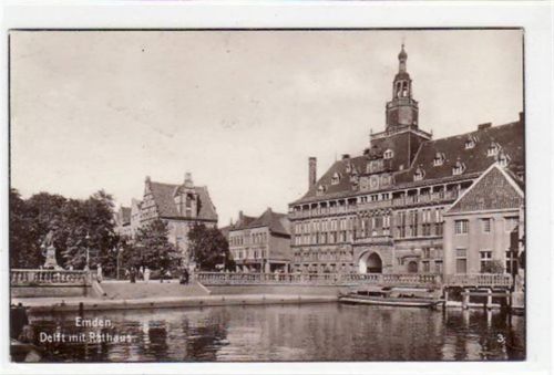 Emden Emden, Delft mit Rathaus gelaufen, 1926. Gute Erhaltung.