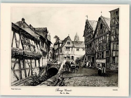 Rhens Markt um 1830 Werbung Brillen Becker Geburtstagswünsche Motiv G 13