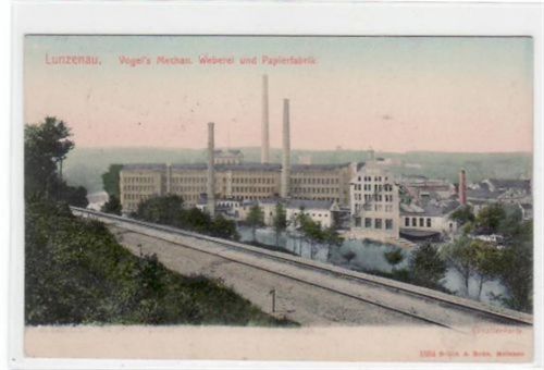 Lunzenau Lunzenau mit Vogels Mechan. Weberei und Papierfabrik. Feldpost, mit Stempel von 1917. Gute Erhaltung.
