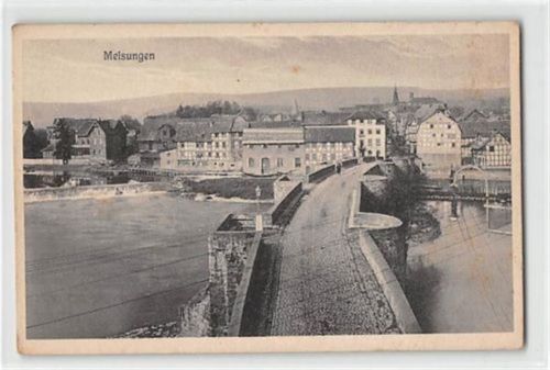 Melsungen Melsungen an der Fulda. Teilansicht mit Brücke ungelaufen Vorder- und Rückseite leicht fleckig, sonst gut erhalten