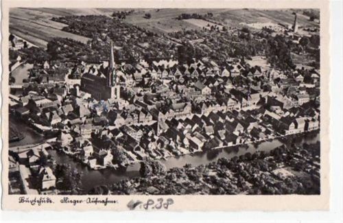 Buxtehude Buxtehude mit Fliegeraufnahme gelaufen, 1938. Leicht bügig, leicht fleckig, sonst gut erhalten