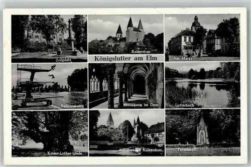 38154 W3308 Königslutter am Elm - Zollplatz Kaiserdom Markt Hotel Schwimmbad Kreuzgang Dom Lutterteich Kaiser Lothar Linde Anlagen Kaiserdom Tetzelstein