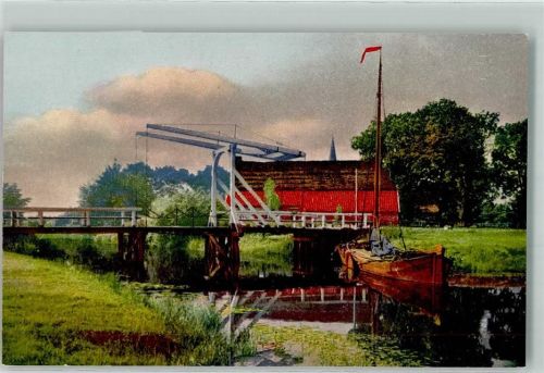 Saterland Ziehbrücke Fischerkahn Ort handschriftlich