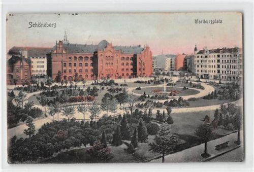 Berlin-Schöneberg. Wartburgplatz gelaufen. leichte Abschürfungen, Vorder- und Rückseite leicht fleckig, sonst gut erhalten