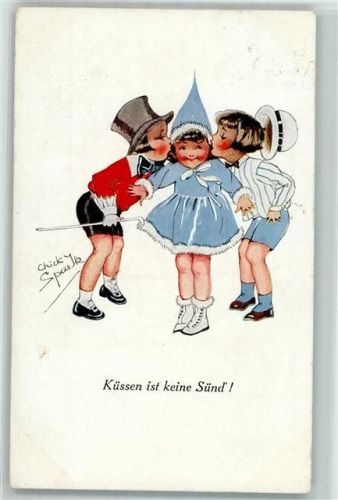1924 Küssen ist keine Sünd , Kinderpoesie AK