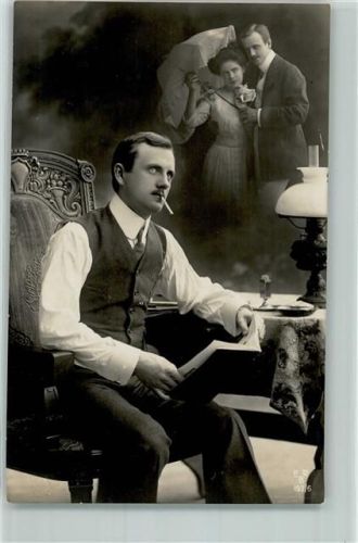 1913 Buch lesen Liebespaar Serie 192-6 AK