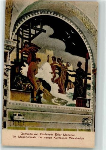 Wiesbaden Gemälde von Prof. Erler im Muschelsaal des Kurhauses Nr. 71