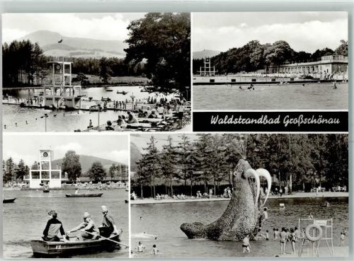 Großschönau Waldstrandbad Ruderboot Rutsche Terrasse Sprungturm
