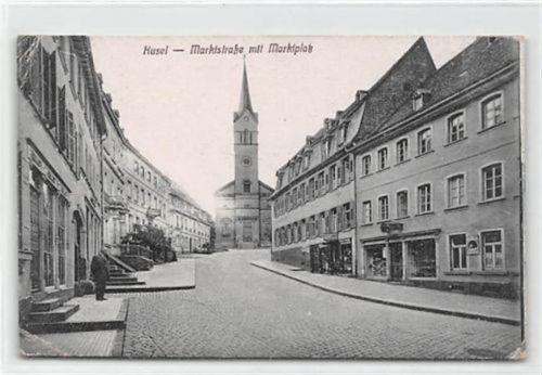 Kusel. Marktstraße Marktplatz. Karte beschrieben Handschriftliches Datum von 1919 kleiner Knick unten links und oben links, leichte Eckabschürfungen, sonst gut erhalten