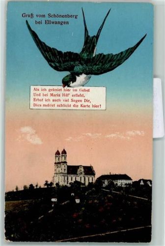 Ellwangen 1934 Schwalbe Spruch Kirche Schloss
