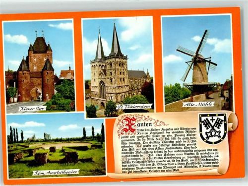 Xanten Klever Tor St. Viktorsdom alte Mühle Röm. Amphitheater Wappen
