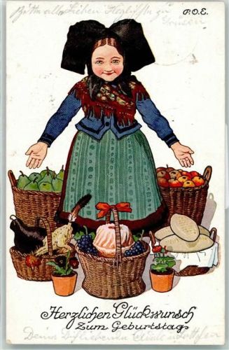 Marktfrau Geburtstag Tracht AK Engelhard, P.O. / POE 1919