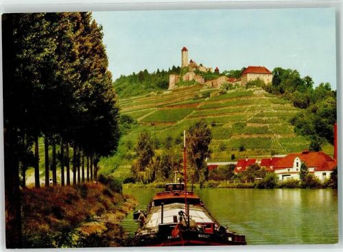 74865 W6951 Neckarzimmern - Burg Hornberg am Neckar Burg des Ritters Götz von Berlichingen Frachtschiff
