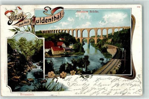 Penig 1901 Göhrener Brücke Brauseloch Bahnpost Zug 1476