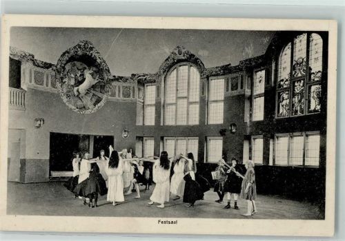 92660 W8482 Neustadt a.d.Waldnaab - Kindererholungsheim Wöllershof Festsaal Kinder Wandgemälde Bleiglasfenster