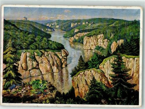Weltenburg Donaudurchbruch Brefreiungshalle von M. Ohmayer Stempel WK II