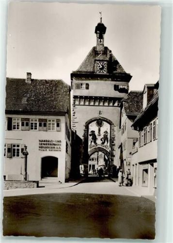 Bietigheim Unteres Tor Lüftlmalerei Handels- und Gewerbebank Parkplatzemailleschild